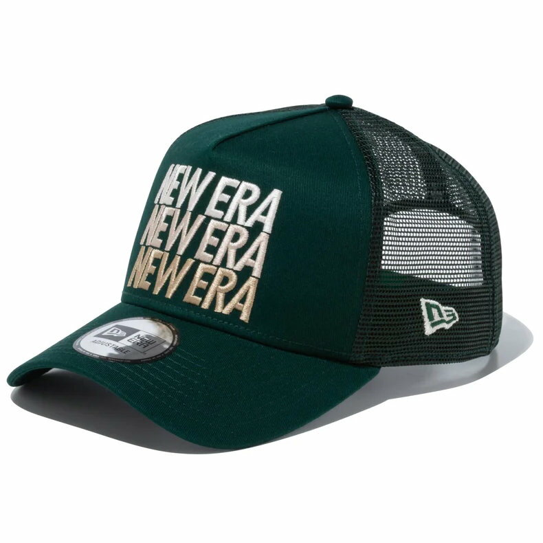 NEW ERA ニューエラ メッシュキャップ 9FORTY A-Frame トラッカー In a Row ワードマークロゴ ダークグリーン 13515875