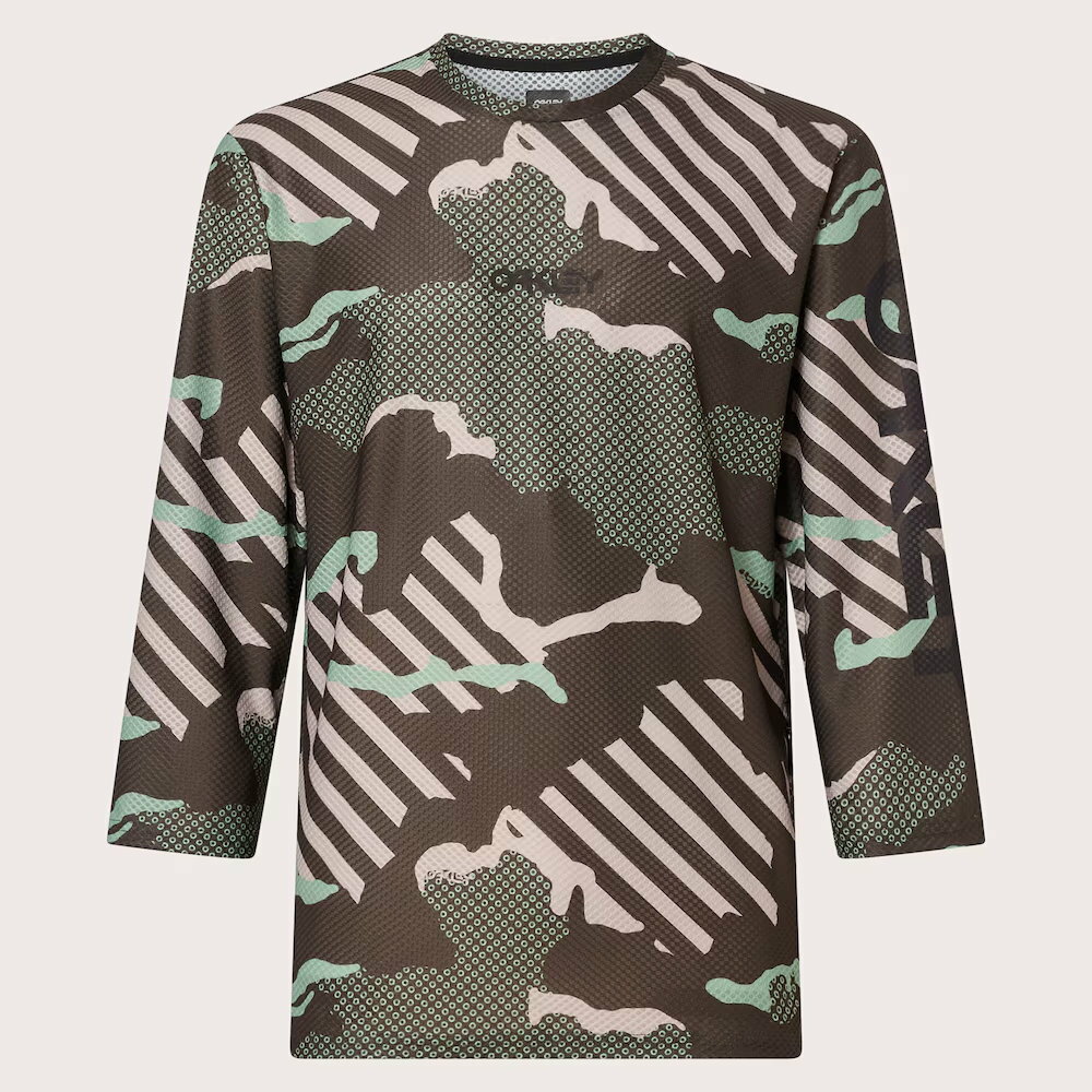 OAKLEY オークリー メッシュTシャツ 長袖 メンズ RIDE FREE LS JERSEY GREEN STRIPE/GRIP CAMO FOA4062..