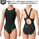【全品ポイント3倍+5%OFFクーポン】アリーナ arena レディース 競泳水着 WA承認 ワンピース オープンバック 着やストラップ AQUA STRIPE-D AS4FRC51L BKBK
