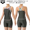 【全品ポイント3倍+5%OFFクーポン】アリーナ arena レディース フィットネス水着 セパレーツ 差し込みパッド Yバック フロントファスナー 大きめカラースナップ付き ハイウエストパンツ フルダルUV AS5SWF48L GYPK