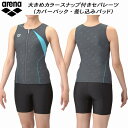 【全品ポイント3倍+5%OFFクーポン】アリーナ arena レディース フィットネス水着 セパレーツ 差し込みパッド カバーバック フロントファスナー 大きめ...