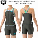【10,000円以上で使える600円OFFクーポン】アリーナ arena レディース フィットネス水着 セパレーツ 差し込みパッド Yバック フロントファスナー 大きめカラースナップ付き ハイウエストパンツ フルダルUV AS5SWF48L GYBL