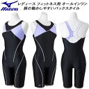 【全品ポイント2倍+300円OFFクーポン】ミズノ MIZUNO レディース フィットネス水着 オールインワン STROKE ONE N2JGB30197(4)