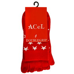 ACeL/エシェル DOUBLEGRIP ダブルグリップ 五本指グリップソックス サッカー スポーツソックス 靴下 ソックス 男女兼用 レッド DOUBLEGRIP-RED