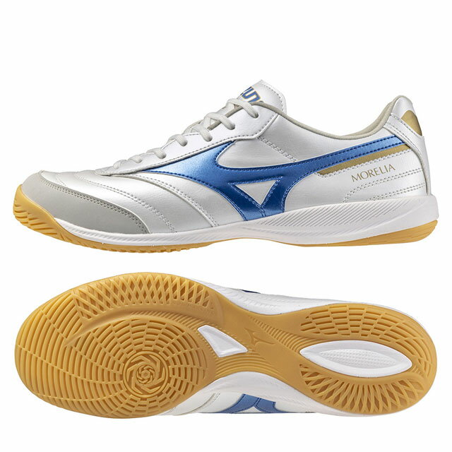 ミズノ モレリア SALA PRO IN ホワイト ブルー フットサル インドアシューズ 屋内シューズ 【Mizuno2024Q3】 Q1GA241325