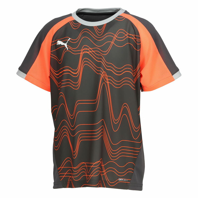 プーマ サッカー フットサル ジュニア INDIVIDUALLIGA グラフィック SS 半袖シャツ JR シャドーグレー プラクティスシャツ 660185-1...