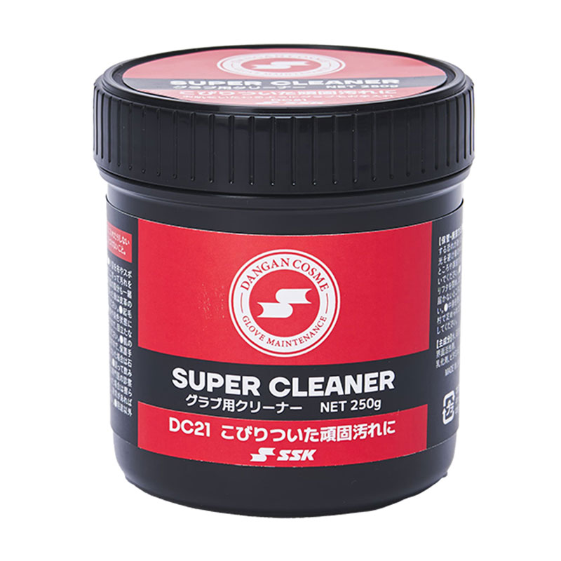 種別 メンテナンス用品 メーカー名 エスエスケイ（ssk） 素材 【主成分】石油系溶剤、界面活性剤、乳化剤、ビタミンE、香料 特徴 頑固な汚れや余分なオイルを落とす効果があるグラブ用クリーナー。 ■容量：250g ■日本製 ※ご注文前に必ずお読み下さい※ 当店の掲載商品は、当社が運営するショピングサイト、 実店舗でも同時販売しております。 また、ご注文手続きが可能な状態であっても、 「実店舗在庫」と「メーカー在庫」を共有しておりますので、 商品によりましては入荷までにお時間を頂く場合や、商品がまれに欠品している場合もございます。 あらかじめご了承の上、ご注文ください。 メーカー希望小売価格はメーカーカタログに基づいて掲載しています