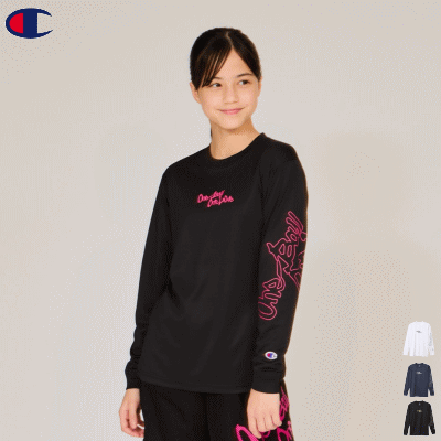 Champion チャンピオン バスケットボール ウェア Tシャツ 長袖シャツ 練習着 ミニ ロングスリーブTシャツ E-MOTION ミニバス キッズ ジュニア 子供用 CKAB410【1枚までメール便OK】【2024FW】