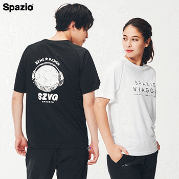 SPAZIOスパッツィオハンドボール半袖シャツTシャツ練習着プラクティスシャツVIAGGIOハンドボールヘッドフォンプラシャツメンズレディース男性用女性用VG0048【1枚までメール便OK】