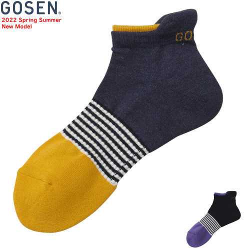 GOSEN ゴーセン ソフトテニス バドミントン ソックス スニーカーインソックス 靴下[F2202][メンズ：男性用/25～28cm]【3足までメール便OK】
