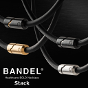 ■超強力！最大磁束密度180mT！ BANDEL Healthcare BOLD Necklace（ボールドネックレス）シリーズは、 BANDELのヘルスケア磁気ネックレス史上初となるプラチナシリコーン製のループを採用。 プラチナシリコーンは有機過酸化物を使用しない極めて安全な素材です。 さらに表面には抗菌・抗ウイルス効果の高い光触媒加工を施すことで健康への意識を高めます。 ループに内蔵する磁石には永久磁石の中でも最強の磁力を発生するネオジム磁石を採用。 直径4.8mmの太いループに大型のネオジム磁石を内蔵することで最大磁束密度180mTを達成。 見た目の迫力に加え、名実共に超強力な磁石のチカラで肩と首のこりを緩和し、血行を促進させます。 「Stack」はトップ素材にラグジュアリーなメタルトップを採用、 ステンレススティールで高級感のある仕上げを施しました。 さらに着脱はマグネット式のためにワンタッチ。 扱いやすさもスマートに向上しました。 ─ Stack ─ パワフルな太いループと立体的なスリットのメタルトップが特徴的なStack。 ループは有機過酸化物を使用しない極めて安全なプラチナシリコーン製。 永久磁石の中でもとりわけ磁力の強いネオジム磁石を8個内臓。 最大磁束密度180mTを達成し管理医療機器認証を取得。 表面には抗菌・抗ウイルス効果の高い光触媒加工を施すこで健康へ配慮。 簡単に取り外しできるマグネット式のジョイント構造。 日常の装いをワンランクアップさせるラグジュアリースポーツモデル。 ・メーカー希望小売価格：13,000円＋税 ・サイズ： M：47cm(ループ44.5cm / ヘッド2.5cm) L：52cm(ループ49.5cm / ヘッド2.5cm) ・カラー： Black×Gold Black×Silver Gold×Black Silver×Black ・素材： ループ /プラチナシリコーン + ネオジム磁石 ヘッド / ステンレススティール ・医療機器認証番号：303AGBZX00013000 ※商品の特性上、ご注文後の返品・交換・キャンセルはお受け出来ません。 ※当店とメーカーの在庫を合わせた数を表示しておりますので 稀に欠品する場合もございます。 ※配送方法の注意事項 メール便・宅配便について メーカー希望小売価格はメーカーサイトに基づいて掲載しています