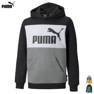 ★全品10%OFFクーポン配布中！9/4 20時〜4h限定★PUMA プーマ スウェット パーカー ESS+ カラーブロック フーディースウェット FL キッズ ジュニア 子供用 672635