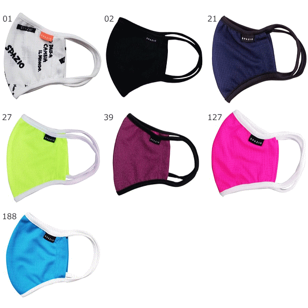 SPAZIO スパッツィオマスク 接触冷感スポーツフェイスガード 総柄 無地 AC0118 AC0119【1枚までメール便OK】