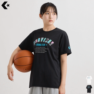 コンバースのデザインロゴをカラフルに表現 バスケ以外でも合わせやすいマルチスポーツ向けTシャツ 柔らかな肌触りに吸汗速乾を兼ね揃えたスポーツ向けアイテム ■メーカー希望小売価格：3,900円＋税 ■カラー： 1100/ホワイト 1900/ブラック 2900/ネイビー ■素材：クイックドライメッシュニット（ポリエステル100%） ■生産国：中国 ※当店とメーカーの在庫を合わせた数を表示しておりますので 稀に欠品する場合もございます。 ※配送方法の注意事項 メール便・宅配便について メーカー希望小売価格はメーカーサイトに基づいて掲載しています