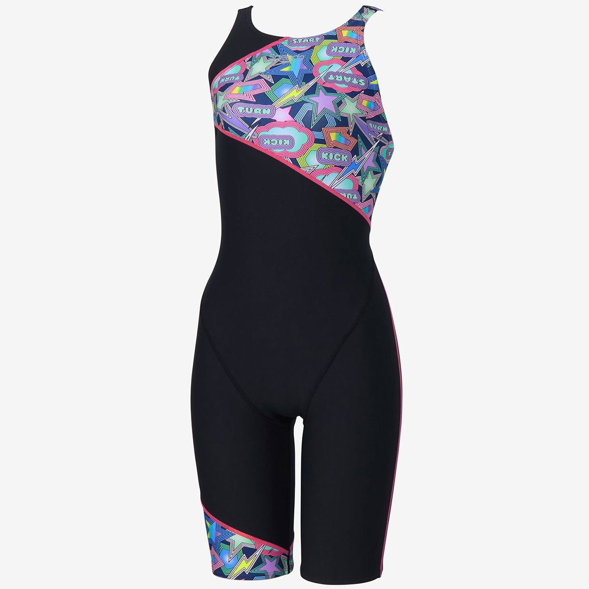 スピード SPEEDO スイム トレーニング 競泳 水着 スパークリング ブーン ターンズ パズル ミニオープンバック ニースキン Sparkling Boom TurnS Puzzle M/O Kneeskin STW12557-PN レディース 女性 25S2 秋冬