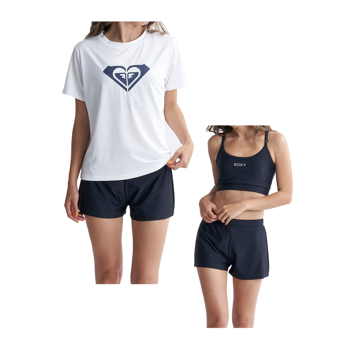 楽天スポーツタカハシロキシー ROXY サーフィン サーフ 水着 ファッション水着 STEP ラッシュTシャツ付き 水着 3点セット RSW241008 レディース 女性 24SP 春夏