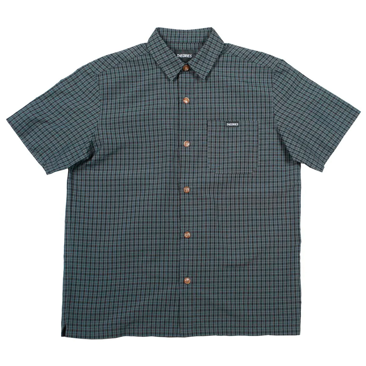 Rakuten - セオリーズ THEORIES スケボー スケートボード ウェア 半袖シャツ AVIGNON Flannel Button Up Azure Blue 36391SE80204 メンズ 男性 26SP 春夏