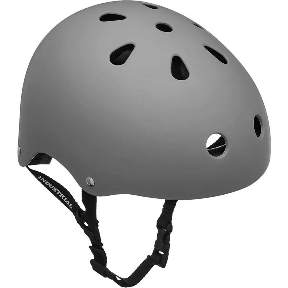 インダストリアル ヘルメット HELMET 1002837-GREY の特長 元INDEPENDENTのライダーであるToryと長年シアトルでスケートボードショップを経営してきたScottが立ち上げたブランドINDUSTRIAL(インダストリアル)。低価格、高品質なIndustrialセーフティーヘルメット。二層からなるクッションがしっかりと衝撃から頭部を守ります。形・かぶり心地は日本人向けで、スケートボード、パーク、インラインスケート、BMX、自転車、スノーボードの練習に最適です。専用パークやスクールなどでもヘルメットは必須アイテムです。サイズはキッズから大人まで幅広く対応しています。好きなステッカーなどを貼って自分なりにカスタマイズするのもオススメです。※掲載商品の色はできる限り実物に近づけてカラーを反映しておりますが、お客様側の個々のモニターの使用環境によって色味が異なる場合がございます。※商品初期不良品以外の交換・返品は固くお断りさせていただきます。サイズ・カラーなどは慎重にお選びください。■SIZEの目安XS：小学生未満(頭囲53cm位)S：小学生または女の子(頭囲54cm位)M：大人または女の子(頭囲54〜58cm位)L：大人でも少し体格の良い方(頭囲58〜62cm位)XL：大人でもかなり体格の良い方(頭囲62〜66cm位) インダストリアル ヘルメット HELMET 1002837-GREY の商品情報 素材 外側：樹脂内側：スポンジ2層構造