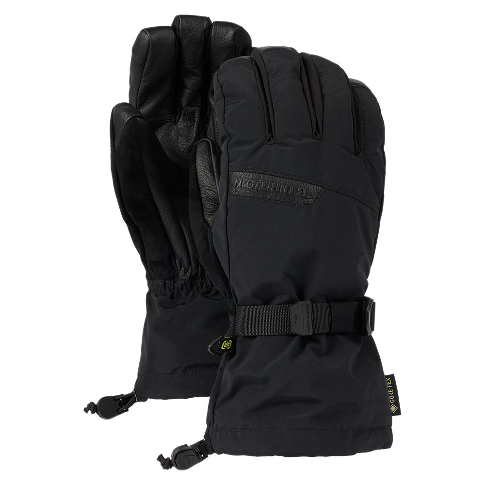 ※当店の商品はすべて日本正規代理店より仕入れた正規品です。【素材】DRYRIDE 2レイヤー ナイロンウーブン素材 / ゴートレザーの手のひら【仕様(特徴)】・ストームプルーフ、インサレーションドライな状態を保証 GORE-TEX Plus Warmテクノロジーは、防水性と透湿性に優れたGORE-TEXと断熱材を組み合わせることで、より長く暖かさを保ちます。・あたたかさをプラス通気性に優れたThermacoreECO断熱材は、かさばったり動きを妨げたりすることなく保温性を高め、95%リサイクルポリエステルを使用しています。取り外し可能なライナーグローブが、多用途性と暖かさを向上。・スマートフォン対応アウターシェルとライナーグローブにScreen Grabを使用。グローブを外さずにスマートフォンを操作できます。・Bluesign認定Bluesignが認定した安全・環境基準を満たした製造工程で作られています。・おすすめスノーボードスノースポーツ・ライナー起毛マイクロファイバーライナー・特長起毛マイクロファイバーライナー人間工学に基づいた指を動かしやすいシェイプGore Warmテクノロジー取り外し可能なリストリーシュDリング調節可能な袖口大きめのガントレットカフ親指部分にゴートスエードのノーズワイプ袖口のプルループPFASを意図的に添加していないメンブレン / 撥水加工・サステナビリティサステナブルレザー【サイズチャート】S：手囲 19cm / 手長 18.5cmM：手囲 20.5cm / 手長 19cmL：手囲 21.5cm / 手長 19.5cmXL：手囲 23cm / 手長 20.5cm【商品説明】インサレーション入りで保温性とレザーの耐久性も抜群、GORE-TEX並みの防水性、袖口を覆うガントレット付き。ギアを掴んで、 バックルを回して、 ジップを上げて。 ライナーグローブとインサレーション入りGORE-TEXシェルにより、防風性、保温性、耐久性を強化したメンズ Burton GORE-TEX デラックス グローブ。 シーズンを通してどんな天候でも着用できるグローブをお探しのライダー向けのアイテムです。 レザーの手のひらと指を包んだ構造により、摩耗しやすい部分の耐久性を高め、長めの袖口が寒さや雪をシャットアウトします。フィット：オーバーカフ フィットカラー：(A04) True Black＜JANコード＞0197183023602019718302372501971830237320197183023749
