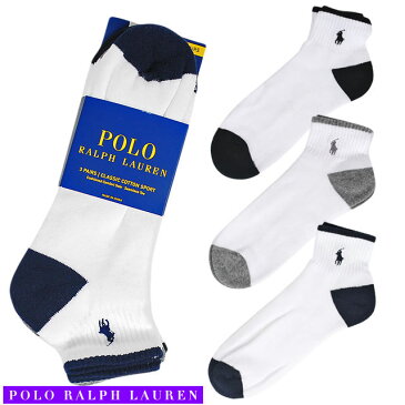 RALPH LAUREN ラルフローレン / クラシック ポロ ロゴ ショートソックス 3足セット ホワイトアソート CLASSIC 3P SOCKS SET WHT ASS 小物 ファッション 靴下 ソックス 手袋 定番