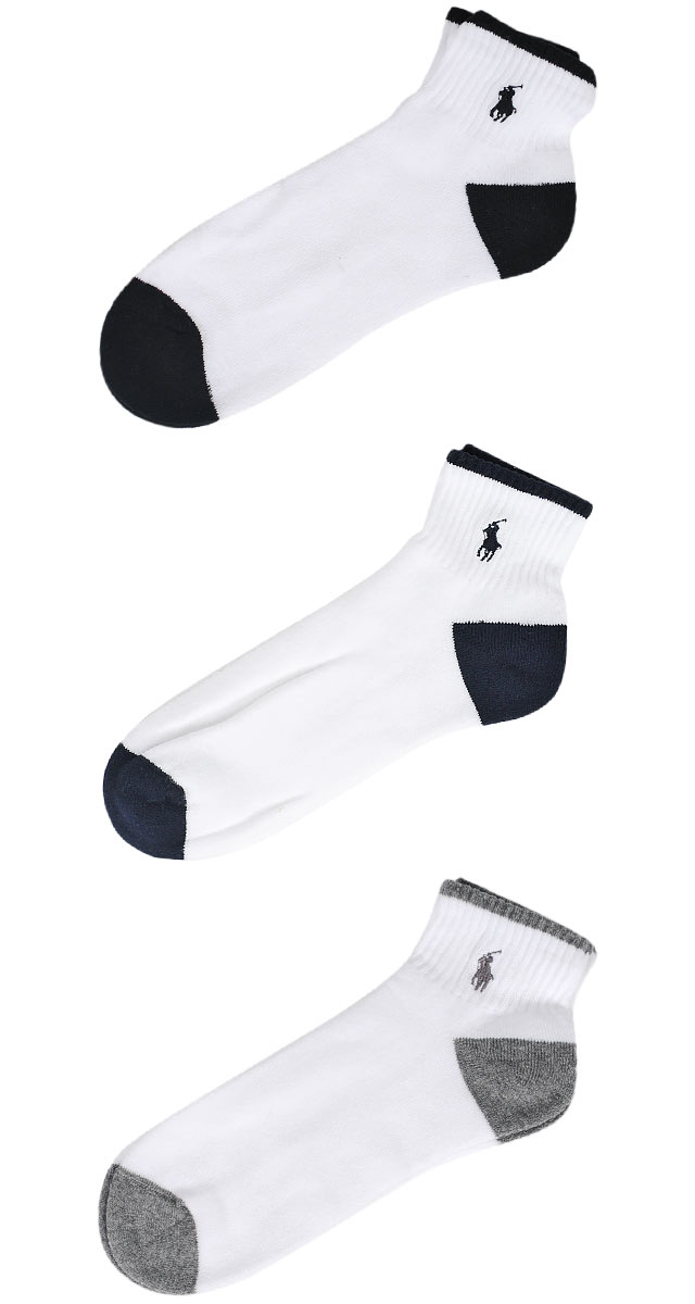 RALPH LAUREN ラルフローレン / クラシック ポロ ロゴ ショートソックス 3足セット ホワイトアソート CLASSIC 3P SOCKS SET WHT ASS 小物 ファッション 靴下 ソックス 手袋 定番