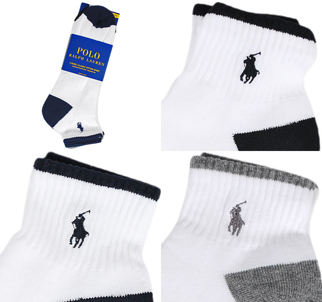 RALPH LAUREN ラルフローレン / クラシック ポロ ロゴ ショートソックス 3足セット ホワイトアソート CLASSIC 3P SOCKS SET WHT ASS 小物 ファッション 靴下 ソックス 手袋 定番