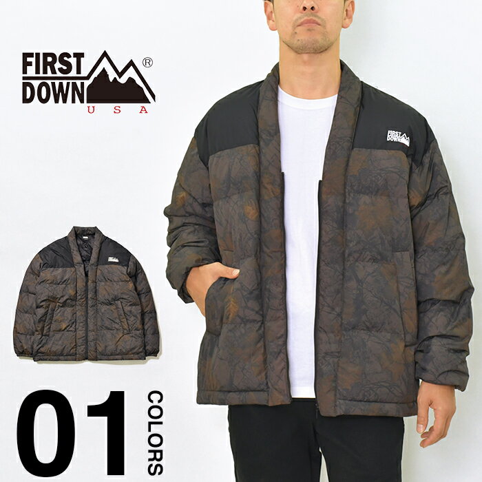 ファーストダウン ジャケット ダウンジャケット メンズ レディース FIRST DOWN ハンテンダウンジャケット HANTEN DOWN JACKET 大きいサイズ はんてん 半纏 アウトドア キャンプ 軽量 防寒 ブランド ブラック 迷彩 カモ F142512C