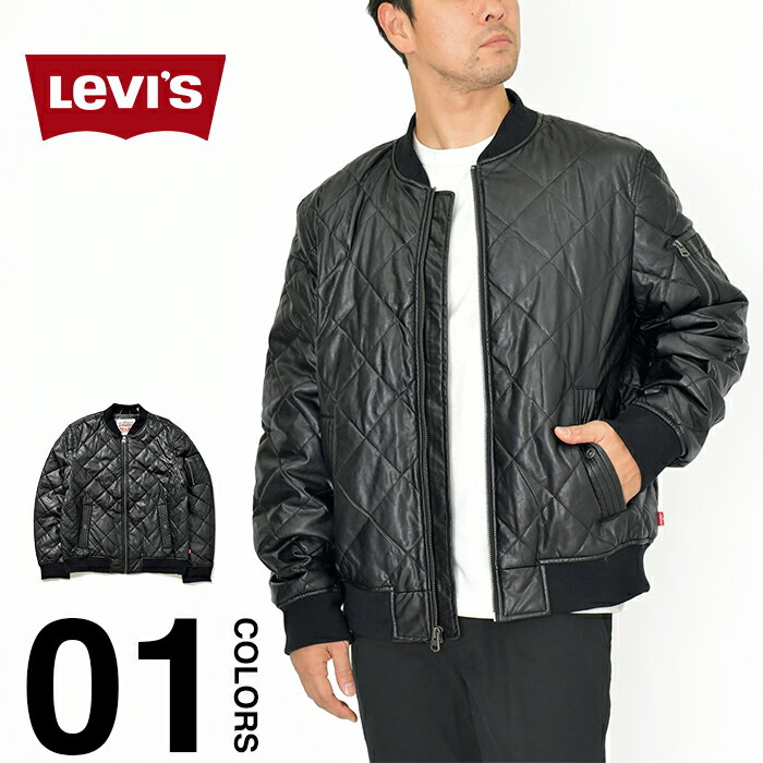 リーバイス ジャケット メンズ キルティングジャケット LEVI'S Diamond Quilted Faux Leather Bomber Jacket 大きい…