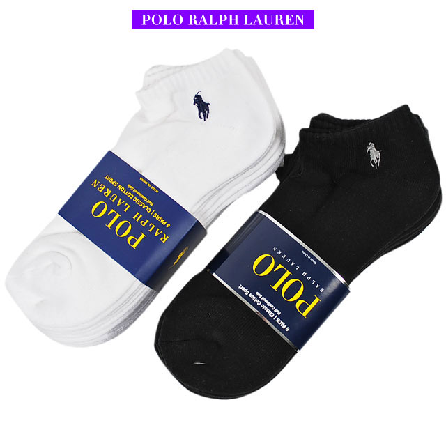 RALPH LAUREN ラルフローレン / 6P PONY LOGO SHORT SOCKS SET WHT、BLK ポニーロゴソックス 6足セット ホワイト、ブラック 靴下 下着 ユニセックス アメリカ製 アクセサリー メンズ レディース