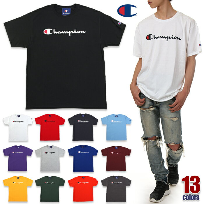 チャンピオン Tシャツ メンズ レディース CHAMPION ビッグT USAモデル ロゴ 半袖 Tシャツ 大きいサイズ ビッグサイズ ロゴ ビッグロゴ トレーニング ジム ウェア アスレジャー ブランド 白 黒 青 紺 緑 紫 赤 グレー イエロー オレンジ ブラック ホワイト S M L XL 2XL