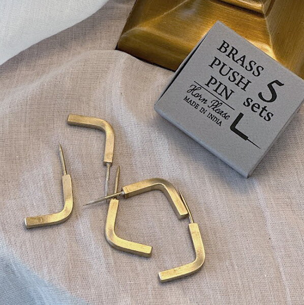 BRASS プッシュピン 303561 Lフック 5本セット 真鍮 フック アンティーク加工