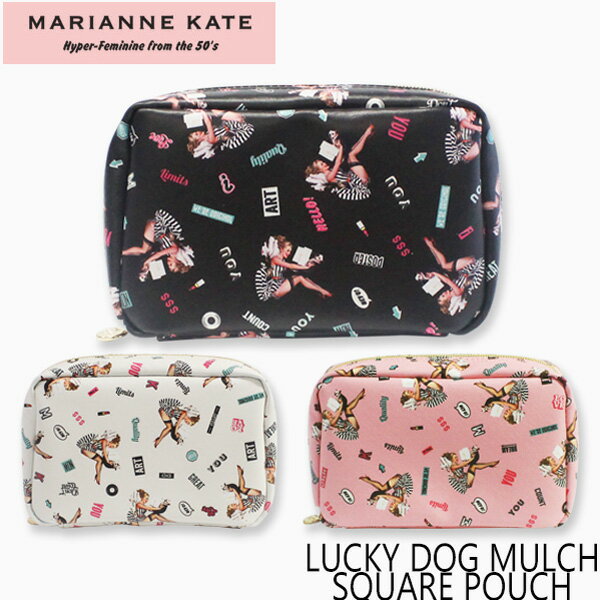 MARIANNE KATE マリアン ケイト 正規代理店 ポーチ ラッキー ドッグ マルチ スクエア ポーチ LUCKY DOG MULCH SQUARE POUCH化粧ポーチ ブランド デザイナーズ ポーチ 韓国ギフト プレゼント 誕生日 お祝い