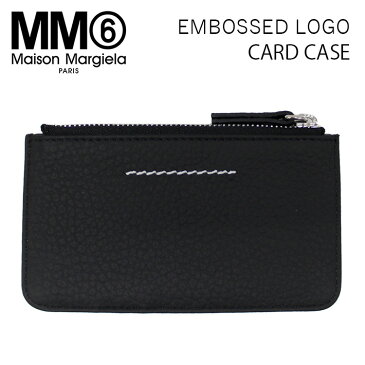 MM6 エムエムシックス マルジェラ EMBOSSED LOGO CARD CASE エンボス ロゴ カードケース財布 コインケース 小銭入れ ミニ財布 レザー 本革 ブラック メンズ レディース S54UI0071 P4535 H9095ギフト プレゼント 誕生日 お祝い 通勤 通学 送料無料