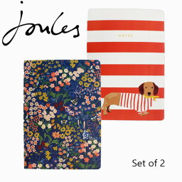 JOULES ジュールズ Set of 2 A5 Notebooks 2冊セット ノートブックノート メモ帳 A5 スリム 文具 文房具 犬 花柄 ボーダー 罫線入り イギリス JLS2166メンズ レディース プレゼント ギフト