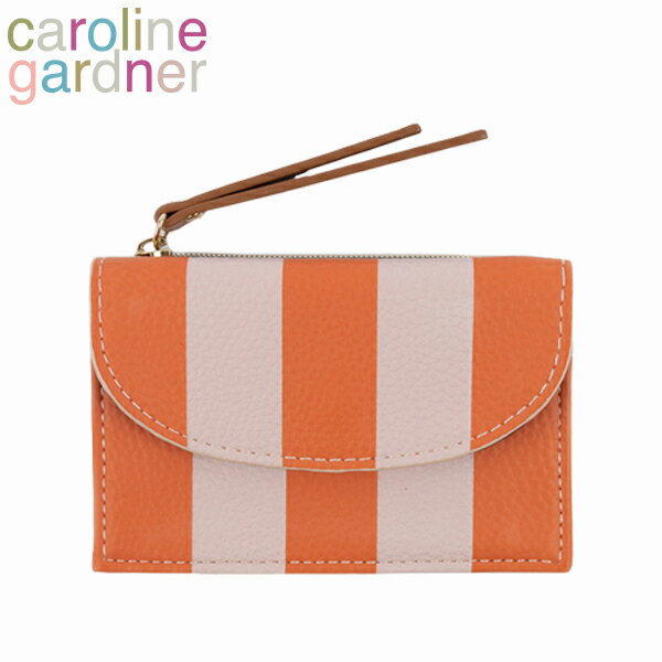 caroline gardner キャロラインガードナー Pink Orange Stripe Small Cardholder Coin Purseカードケース マルチケース 小銭入れ ミニ財布 コンパクト フラグメントケースブランド デザイナーズ ポーチ UK ロンドン 海外ギフト プレゼント 誕生日 お祝い