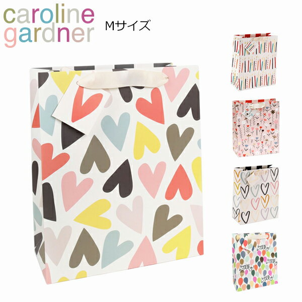 かわいいフラワーギフト caroline gardner キャロラインガードナー Gift Bag ギフトバッグ紙袋 ラッピング 贈り物 手提げ 可愛い おしゃれ 誕生日 お祝い 花柄 風船 ロウソク Mサイズ GBM ブランド イギリス デザイナーズギフト プレゼント 誕生日 お祝い