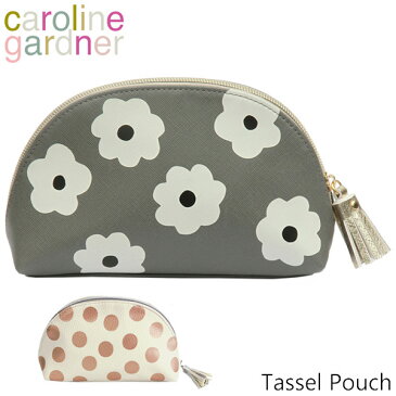 caroline gardner キャロラインガードナー Cosmetic Bag コスメティックバッグタッセル ハーフムーン 大容量 ポーチ 化粧ポーチ メイクポーチ おしゃれ かわいい 花柄 ドット ブランド デザイナーズ 海外 UK ロンドン レディース PCBギフト プレゼント 誕生日 お祝い