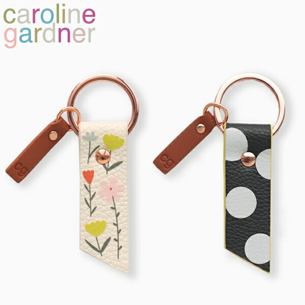 caroline gardner キャロラインガードナー キーホルダー Tab Keyring タブ キーリングアクセサリー チャーム ブランド デザイナーズ UK ロンドン TKY レディース グレー イエロー ドット柄 花柄ギフト プレゼント 誕生日 お祝い