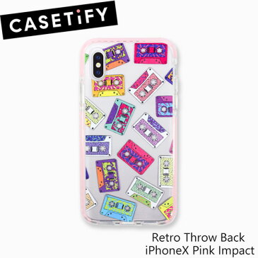 ケースティファイ アイフォン X ケース CASETiFY RETRO THROW BACK iPhoneX PINK IMPACT アイフォン ケース ブランド LAブランド RETRO THROWB iPhoneX PK IMPACTスマホ ギフト プレゼント 母の日