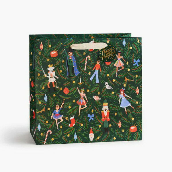 RIFLE PAPER CO. ライフルペーパー Holiday Gift Bag Large ホリデー ギフトバッグ Lクリスマス リボン付き プレゼントバッグ ラッピング袋 ラッピング用品 包装袋 お渡し用袋 ブランド デザイナーズ USA アメリカ 海外 GBXギフト プレゼント 誕生日 お祝い