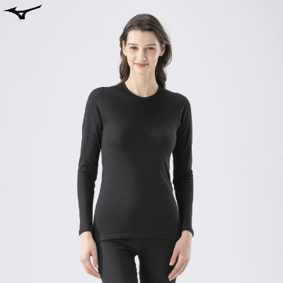 発熱ウエア ミズノ ブレスサーモ 肌着 下着 クルーネック 長袖シャツ レディース 女性用 MIZUNO BREATH THERMO C2JAA841【 厚手 ...