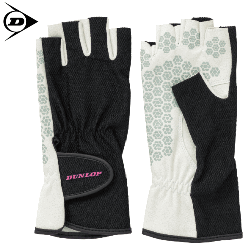 ダンロップ DUNLOP テニス シリコンプリントグローブ[ハーフタイプ]（両手セット）手袋 グリップ力 UVカット 日焼け対策 [レディース：女性用] [TGG0137W］【3枚までメール便OK】