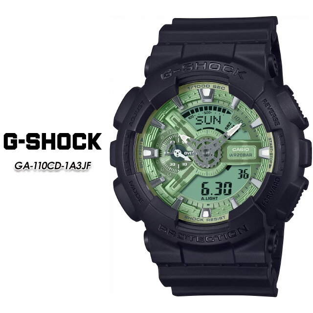 製 品 説 明 タフネスを追求し進化を続けるG-SHOCKから、存在感のあるビッグケースが人気のGA-110です。 定番のブラックのバンドとベゼルを採用。立体的なフェイスデザインはセージグリーンのワントーンで統一しました。 ストリートファッションにも最適で、武骨な中にもカジュアルな雰囲気を取り入れた、スタイリングのアクセントとして活用しやすいカラーモデルです。 ● ケースサイズ（縦×横×厚さ）：55 × 51.2 × 16.9 mm ● 質量：72 g ● ケース・ベゼル材質：樹脂 ● 樹脂バンド ● 耐磁時計（JIS1種） ● 耐衝撃構造（ショックレジスト） ● 20気圧防水 ● 無機ガラス ● バンド装着可能サイズ：145～215mm ● ネオブライト ● ワールドタイム：世界48都市（29タイムゾーン、サマータイム設定機能付き）＋UTC（協定世界時）の時刻表示、ホームタイムの都市入替機能 ● ストップウオッチ（1/1000秒、100時間計、速度計測機能（MAX1998 unit/h、2 unit/h単位)、ラップ／スプリット計測切替） ● タイマー（セット単位：1分、最大セット：24時間、1秒単位で計測、オートリピート） ● 時刻アラーム5本（1本のみスヌーズ機能付き）・時報 ● LEDライト（オートライト、残照機能、残照時間切替（1.5秒/3秒）付き） ● フルオートカレンダー ● 平均月差：±15秒 ● 12/24時間制表示切替■Item info タフネスを追求し進化を続けるG-SHOCKから、存在感のあるビッグケースが人気のGA-110です。 定番のブラックのバンドとベゼルを採用。立体的なフェイスデザインはセージグリーンのワントーンで統一しました。 ストリートファッションにも最適で、武骨な中にもカジュアルな雰囲気を取り入れた、スタイリングのアクセントとして活用しやすいカラーモデルです。 ● ケースサイズ（縦×横×厚さ）：55 × 51.2 × 16.9 mm ● 質量：72 g ● ケース・ベゼル材質：樹脂 ● 樹脂バンド ● 耐磁時計（JIS1種） ● 耐衝撃構造（ショックレジスト） ● 20気圧防水 ● 無機ガラス ● バンド装着可能サイズ：145～215mm ● ネオブライト ● ワールドタイム：世界48都市（29タイムゾーン、サマータイム設定機能付き）＋UTC（協定世界時）の時刻表示、ホームタイムの都市入替機能 ● ストップウオッチ（1/1000秒、100時間計、速度計測機能（MAX1998 unit/h、2 unit/h単位)、ラップ／スプリット計測切替） ● タイマー（セット単位：1分、最大セット：24時間、1秒単位で計測、オートリピート） ● 時刻アラーム5本（1本のみスヌーズ機能付き）・時報 ● LEDライト（オートライト、残照機能、残照時間切替（1.5秒/3秒）付き） ● フルオートカレンダー ● 平均月差：±15秒 ● 12/24時間制表示切替