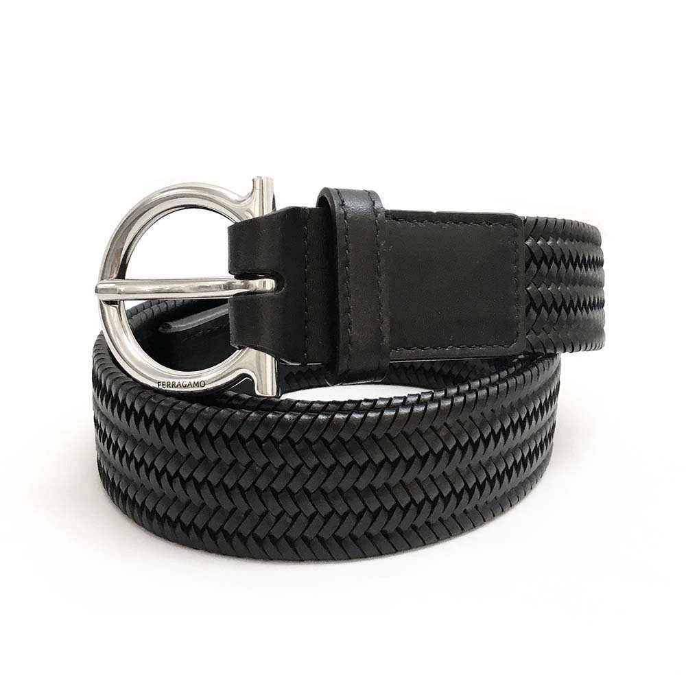 【GW直前SALE☆全品P5倍&最大1万円スペシャルクーポン30日迄】FERRAGAMO フェラガモ 67 0329 771030 ガンチーニ 編み込み ベルト メンズ
