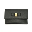 【GW・母の日ギフトスペシャルセール☆全品10％OFFクーポン☆12日迄☆全品新品】 FERRAGAMO フェラガモ 22 D155 683522 ヴァラ・リボン カードケース ブラック