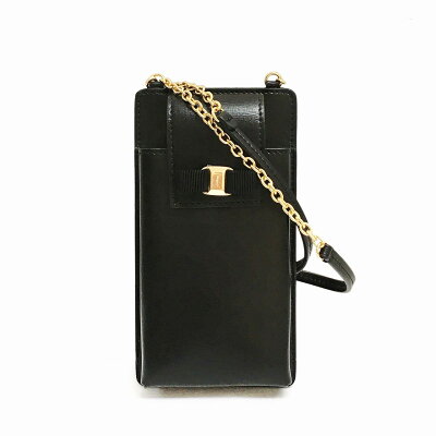 【全品5%引きクーポン配布中!12/15まで】【新品・超お得】FERRAGAMO フェラガモ 22 0381 755402 NERO スマートフォンケース スマホショルダー ショルダーバッグ ヴァラリボン