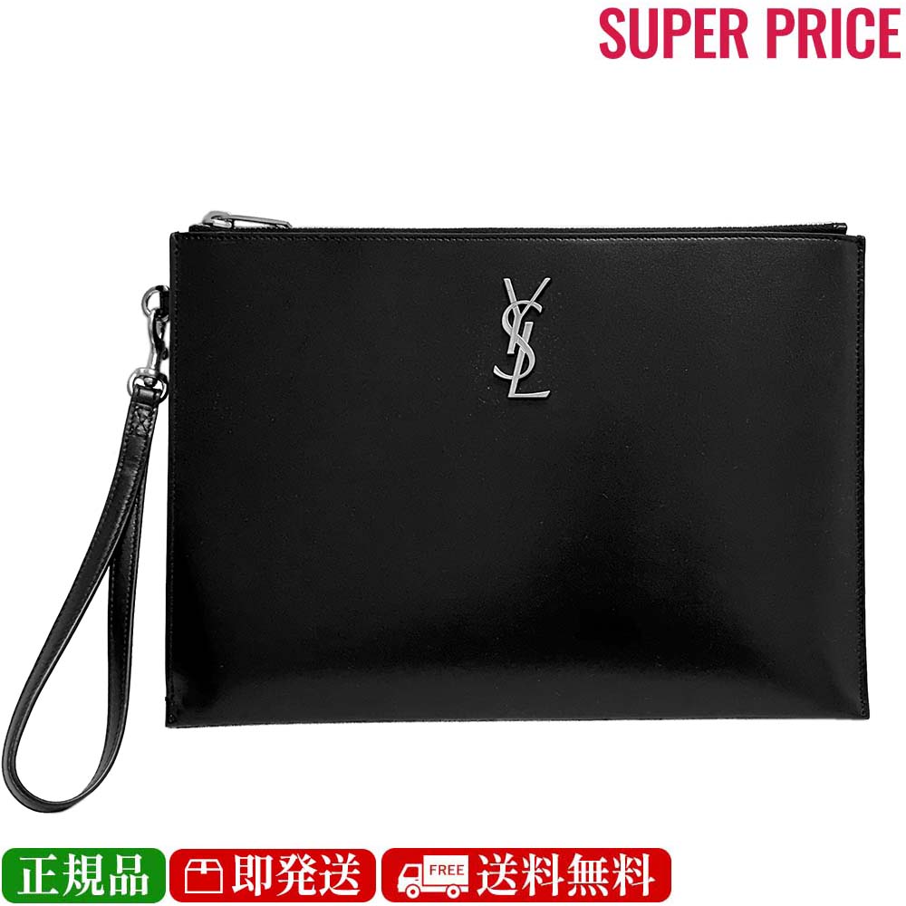 【2日間限定先着50名様☆全品10％OFFクーポン☆6/1～2迄】Saint Laurent サンローラン 667686 0SX0E 1000 YSL クラッチバッグ iPadホルダー ドキュメントケース メンズ