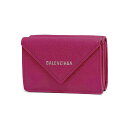 【最大12500円クーポン☆1日9:59迄☆新品】BALENCIAGA バレンシアガ 391446 DLQ0N 5550 PAPIER（ペーパー）ミニ ウォレット/三つ折り財布 ピンク（紅紫色）