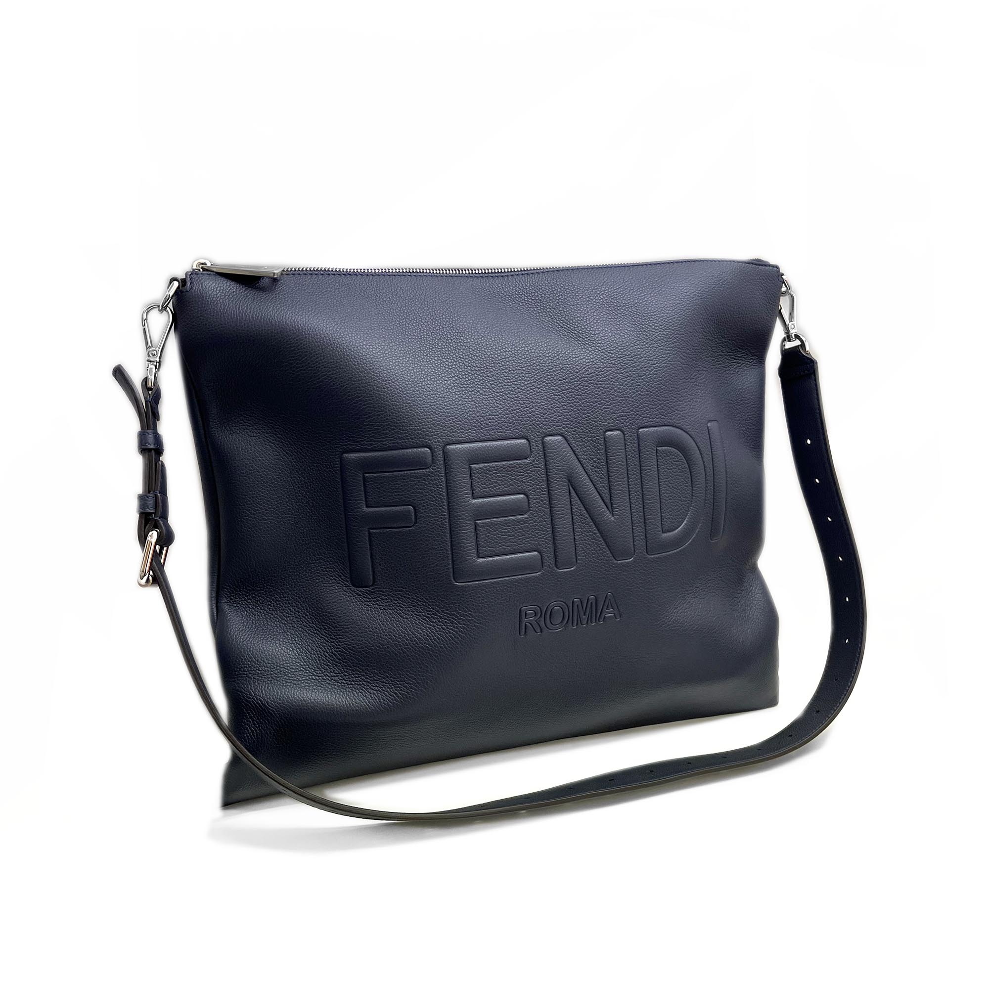 【決算大処分市☆全品10％OFFクーポン☆31日迄☆全品新品】FENDI フェンディ 7VA604 AMAC F082Q フェンディ アフター FENDI ROMAレザーバッグ ダークネイビー