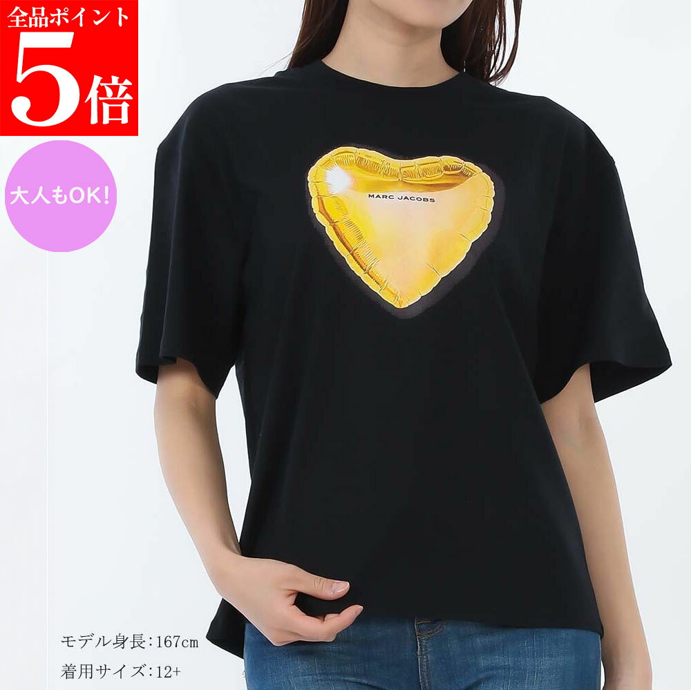 【正規品 新品 GW直前スーパーSALE全品P5倍＆全品5％値引きクーポン30日迄】MARC JACOBS KIDS マークジェイコブスキッズ W60545 09B レディース ガールズ ハートチャーム ロゴ 半袖 Tシャツ 大人もOK 女性用 婦人用